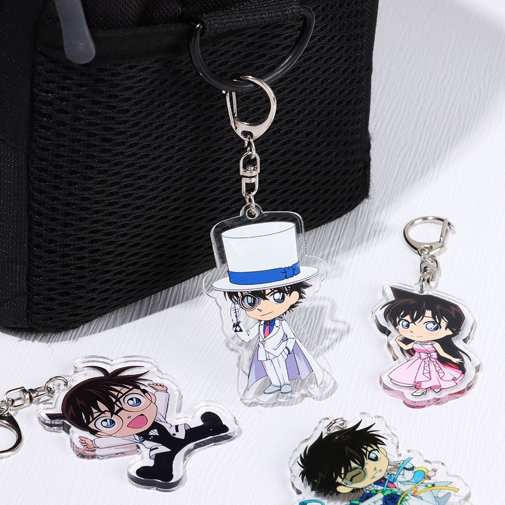 ROW Student gifts Acrylic Mau Lilan Double-sided pendant Detective Conan Shinichi Exquisite trinkets Animation peripherals Keychain Conan Metal