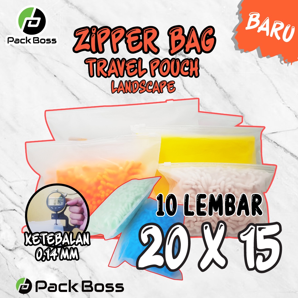

KANTONG ZIPPER BAG TRAVEL POUCH LANDSCAPE 20x15 PLASTIK TRANSPARAN DOFF ADA RESLETING 10 LEMBAR