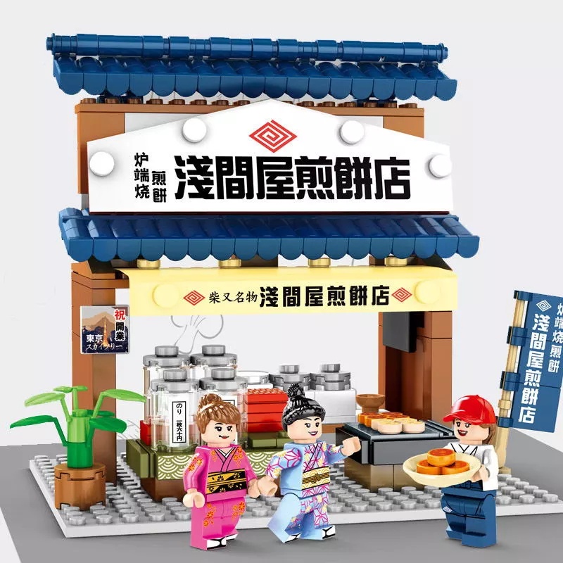 Sembo Block diorama jepang 601074 kios senbei bricks