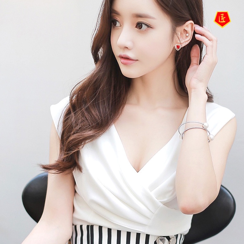 [Ready Stock]925 Silver Mini All-Match Love Heart-Shaped Stud Earrings