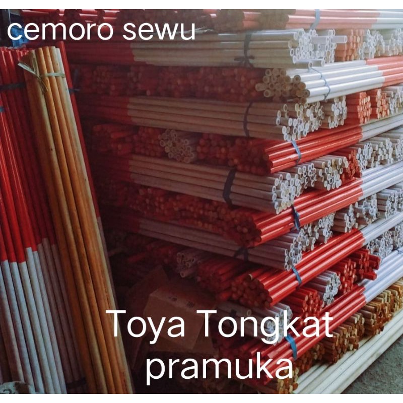 tongkat pramuka toya pramuka merah putih ada kayu dan bambu