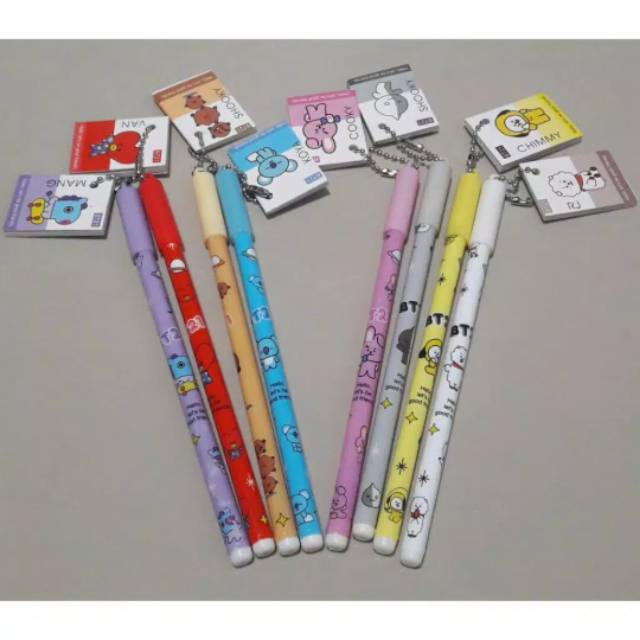 Pulpen + Bandul Mini Note Book Karakter BT21 BTS || PENA TINTA GEL