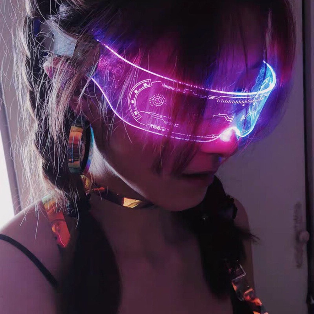 Kacamata Akrilik Transparan Dengan Lampu LED Warna-Warni Untuk Pesta Halloween