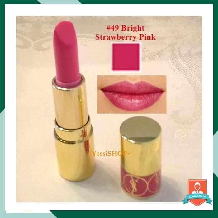 YSL MINI ROUGE VOLUPTE SHINE LIPSTICK COLOUR49 BRIGHT STRAWBERRY PINK