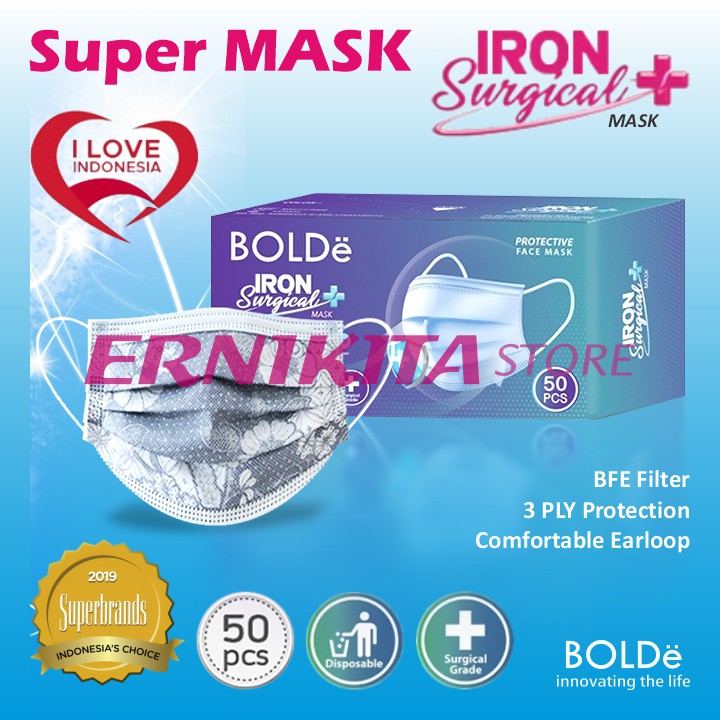 BOLDe IRON Surgical Mask 3 ply / Masker Medis izin Depkes