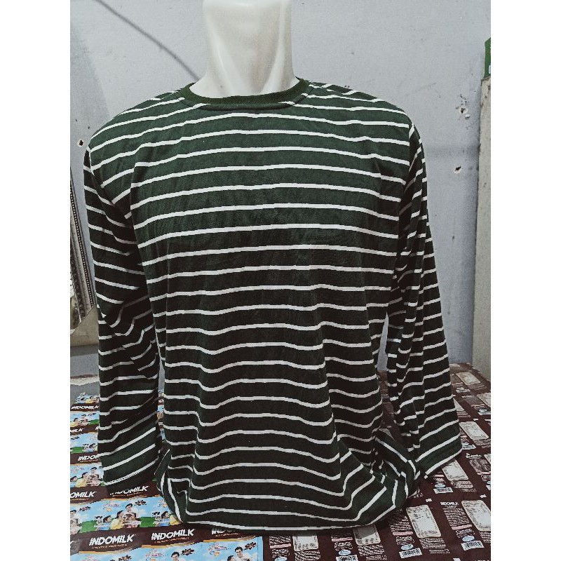 kaos stripe army putih kecil lengan panjang