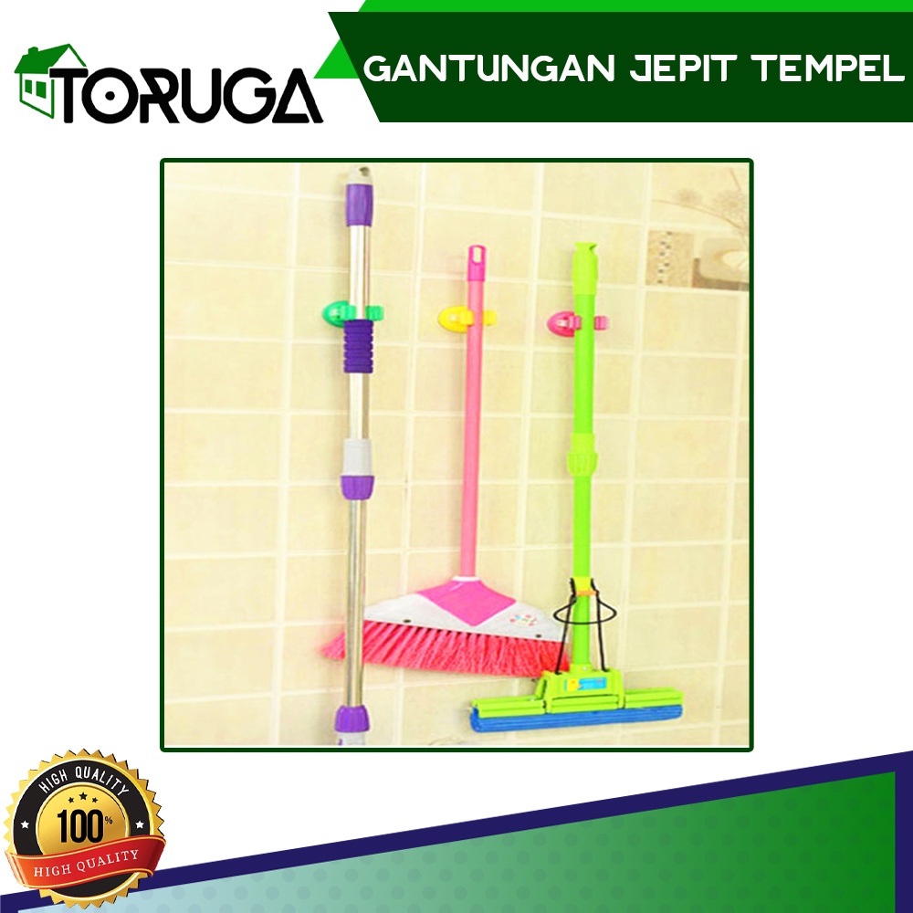 Gantugan Penjepit Sapu Pel Tempel Tanpa Paku Shower Head Suction Multifungsi