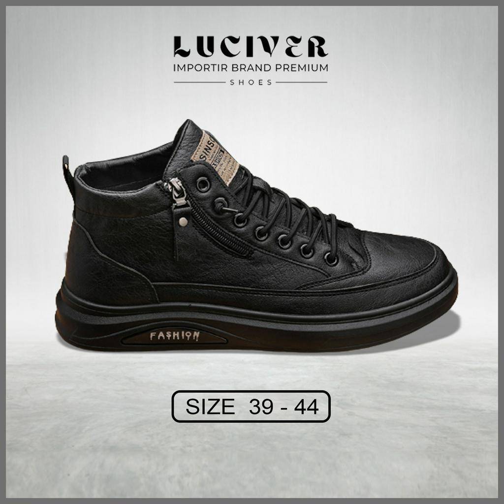 Luciver D24-LEIPZIG Zipper Sepatu Spatu Skechers / Skecher/ Sketcher Sneakers Boot Boots Pria Canvas