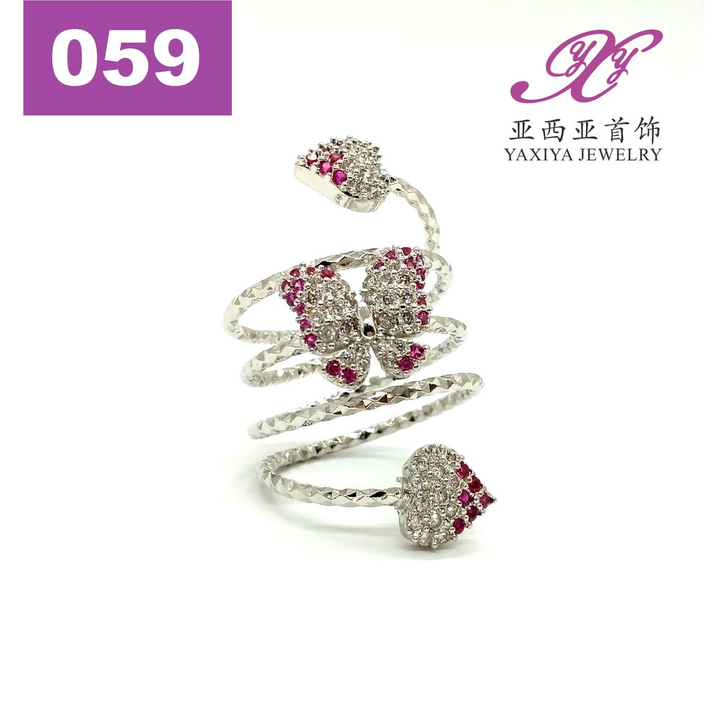 

Cincin Emas Putih Zircon Love Butterflies Perhiasan Lapis Emas 18K Yaxiya Jewelry 059