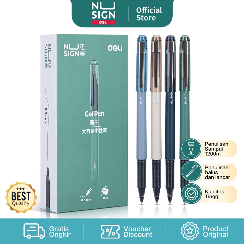 

Nusign Gel Pen / Pulpen Gel 0.5 mm Tinta Hitam Dapat Menulis Hingga 1200 Meter Warna Pastel NS567
