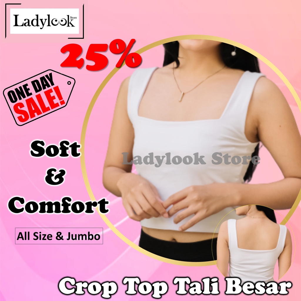 Tanktop Tank Top Tengtop Crop Top Daleman Singlet Wanita Polos Tali Besar Lebar  Jumbo Big Size