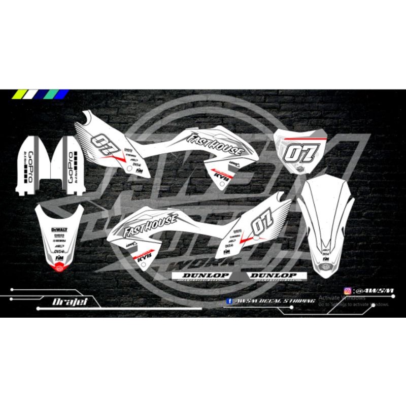 DECAL KLX BF FASTHOUSE PUTIH SIMPLE DESIGN