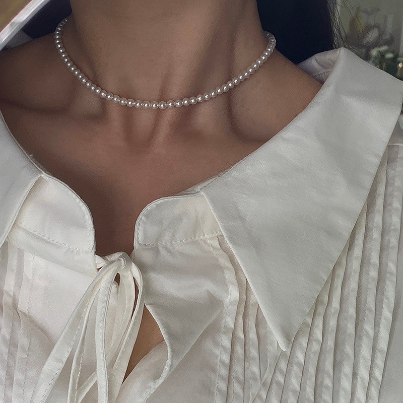 Simple Pearl Necklace Different Diameter Elegant Choker Fashion Accessories Jewelry