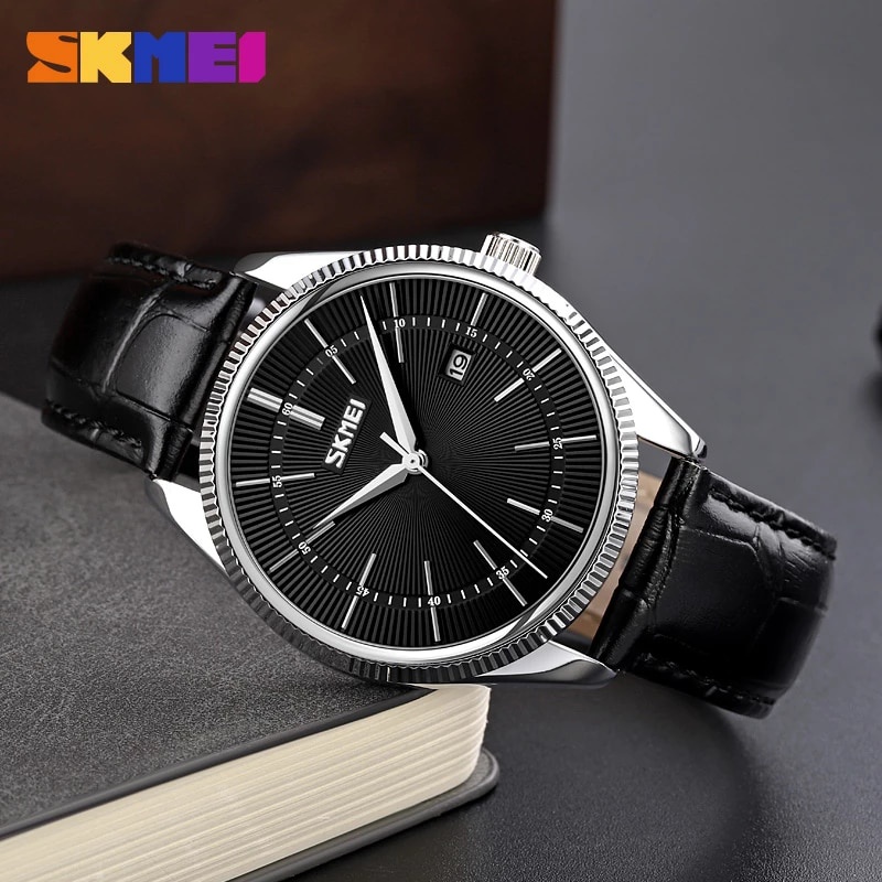 SKMEI 9298 Jam Tangan Pria Analog Model Classic Tali PU Leather WATCHKITE WKOS