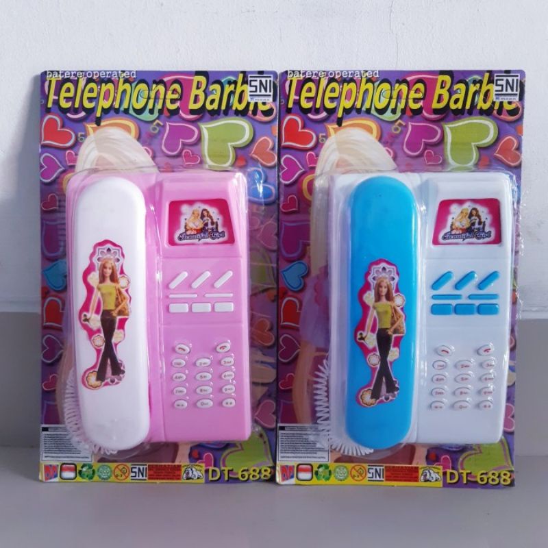 Mainan Musik Telepon Rumah Barbie Baterai - Lampu Suara Anak Perempuan Cewek Edukatif