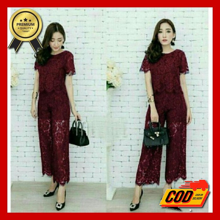 Arsyla Set Kombinasi Lengan 7/8 Twill//One Set Andin Motif Bunga//Setcel Mama Rossa [St Kulot Brukat