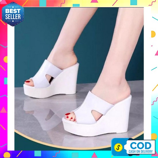 Sandal Wanita Tali Silang Wedges Import Remaja Selop Premium K2F5 Karet Kekinian Fashion Tertutup Pe