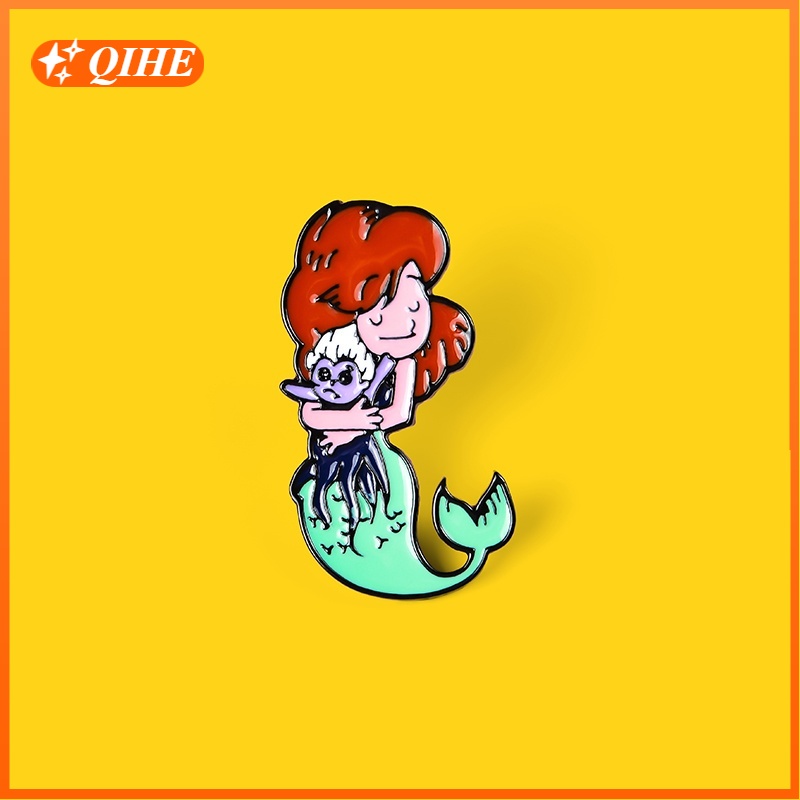 Bros Pin Enamel Desain Kartun Mermaid Marine Life Untuk Anak