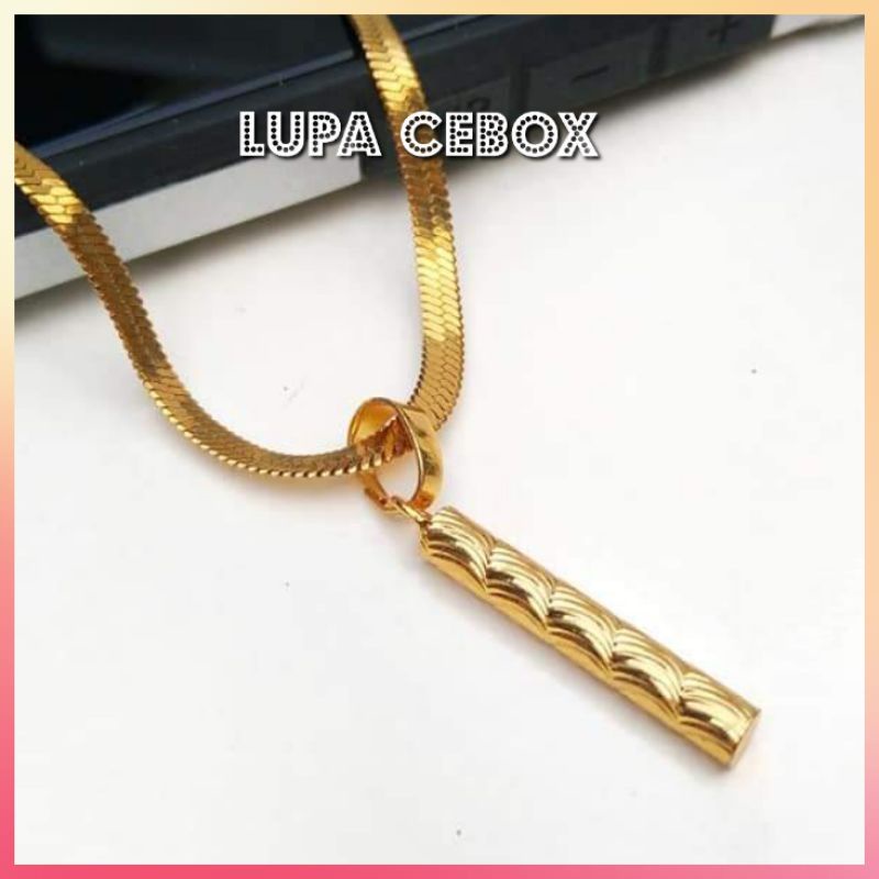 Kalung Titanium Kalung Emas Pria Liontin Tabung