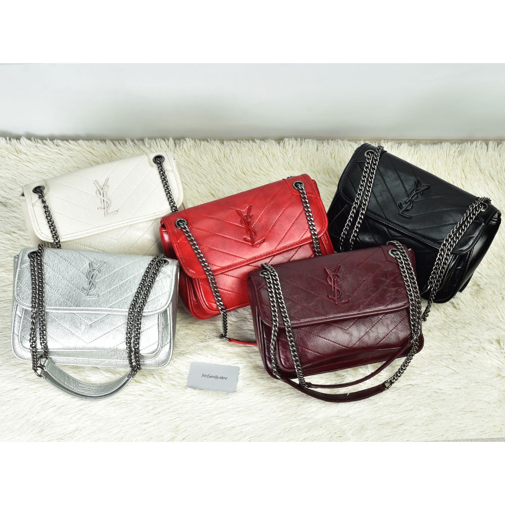 GROSIR TAS MURAH  Tas YSL Niki Crinkled Vintage Leather Medium Semi Premium AP5310