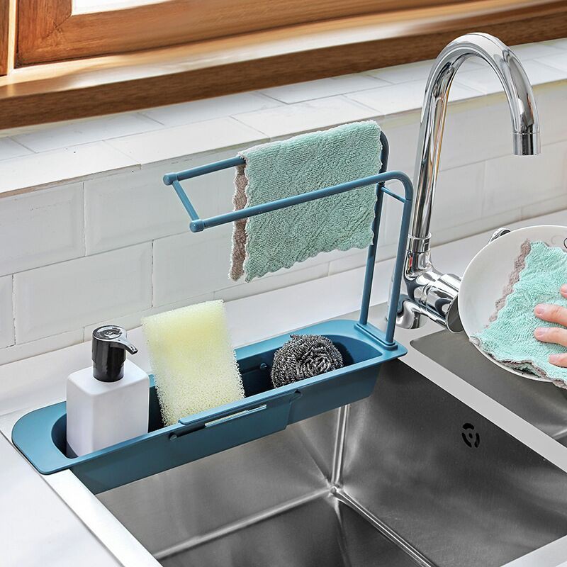 Rak Penyimpanan Spon Dapur kain lap 987A Rak Wastafel flexible Tanpa Bor Sink Storage rack