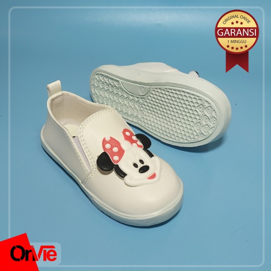 Sepatu Slip On Anak Perempuan Motif Minnie Mouse Karet 3D | Sepatu Kids Onvie