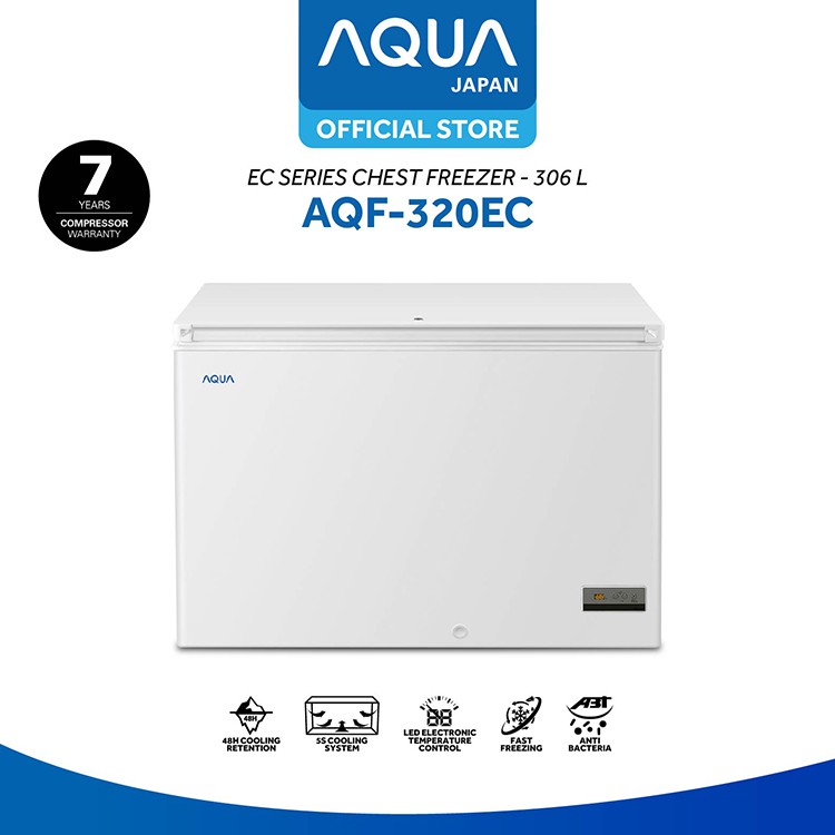 AQUA Japan AQF-320EC Chest Freezer 306L, CF 1 Door, Antibacterial PCM Steel Plate