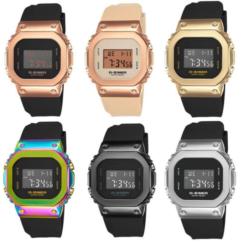 Jam tangan Sporty Original D-ZINER DZ 8300 Digital Water resist include box kaleng