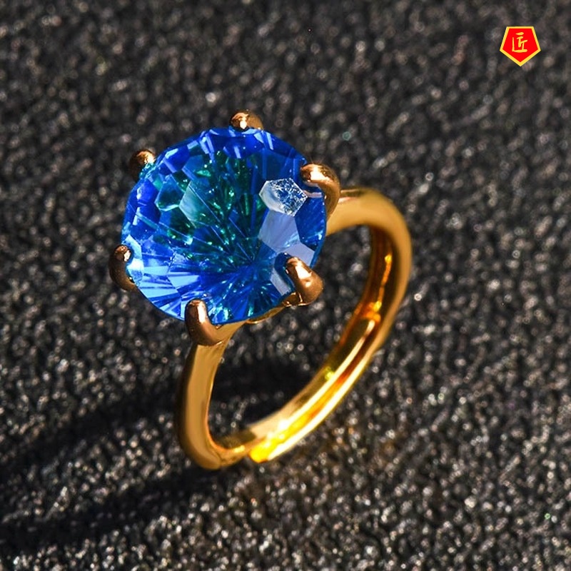 [Ready Stock]Fashion Exquisite Colored Gems Open Ring for Women