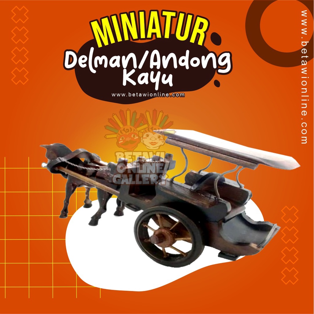 Miniatur Delman / Andong / Pedati Kayu 37 x 23 x 14