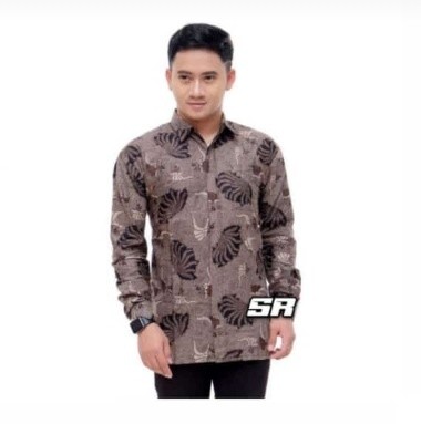 Batik Kalongan Hrb026 Kenongo Kemeja Hem Pendek Padi Pekalongan 04