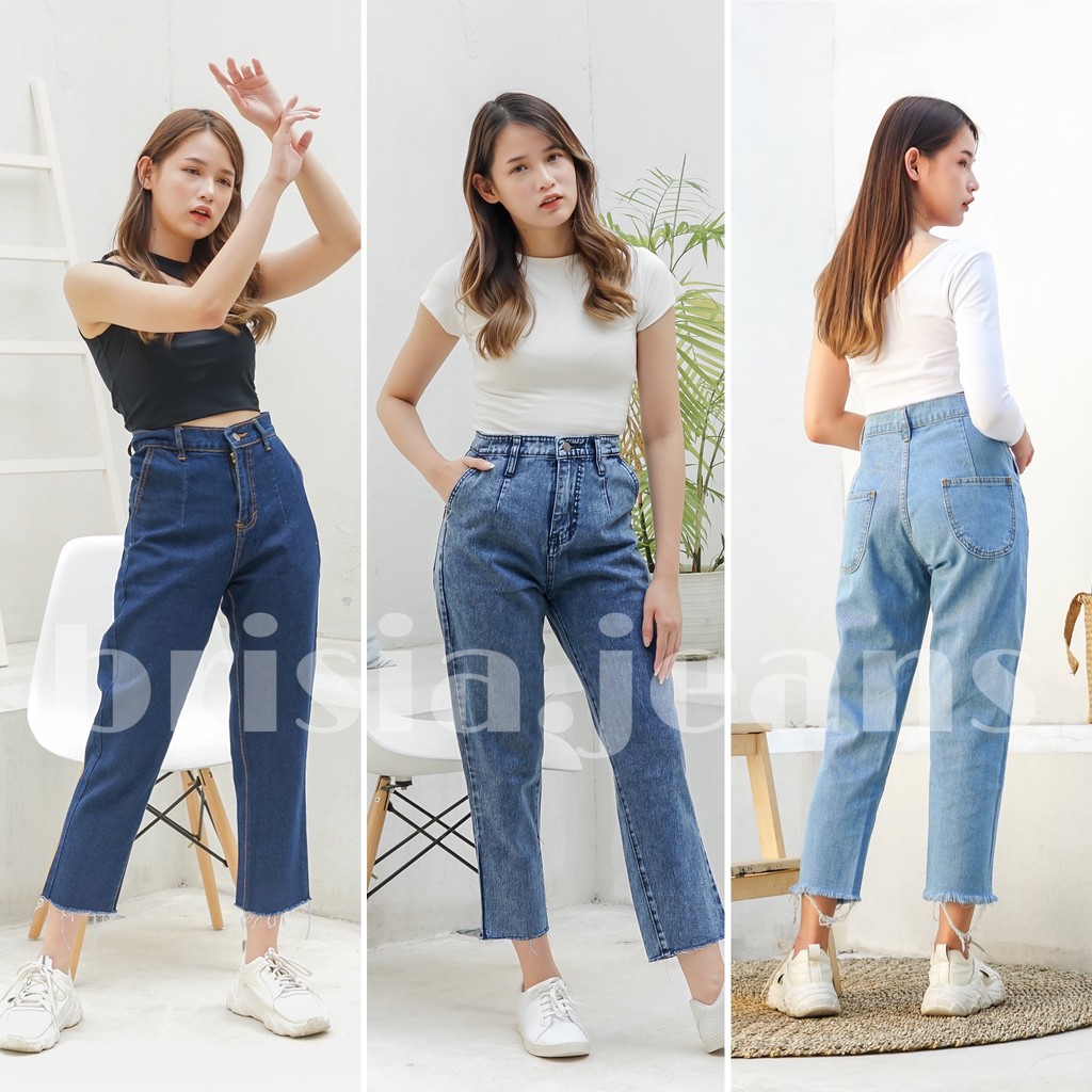 [SIZE 27-38] 3 WARNA - SIDNEY Unfinished Boyfriend Jeans (Highwaist)