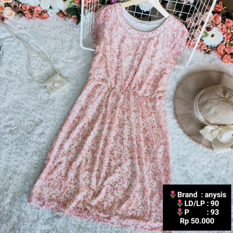 Preloved dress bunga pink