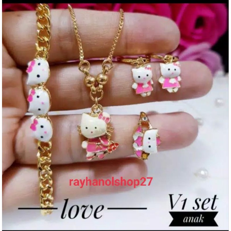 xuping set anak anak motif hello Kitty pink termurah