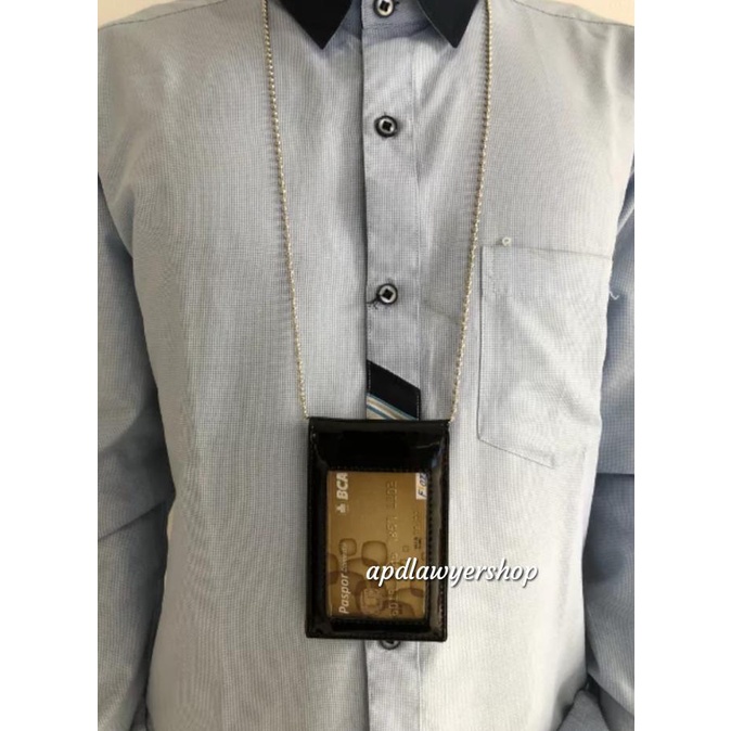 

READY COD name tag id card holder plus kalung rantai hitam glossy kwalitas bagus PROMOKode 3411