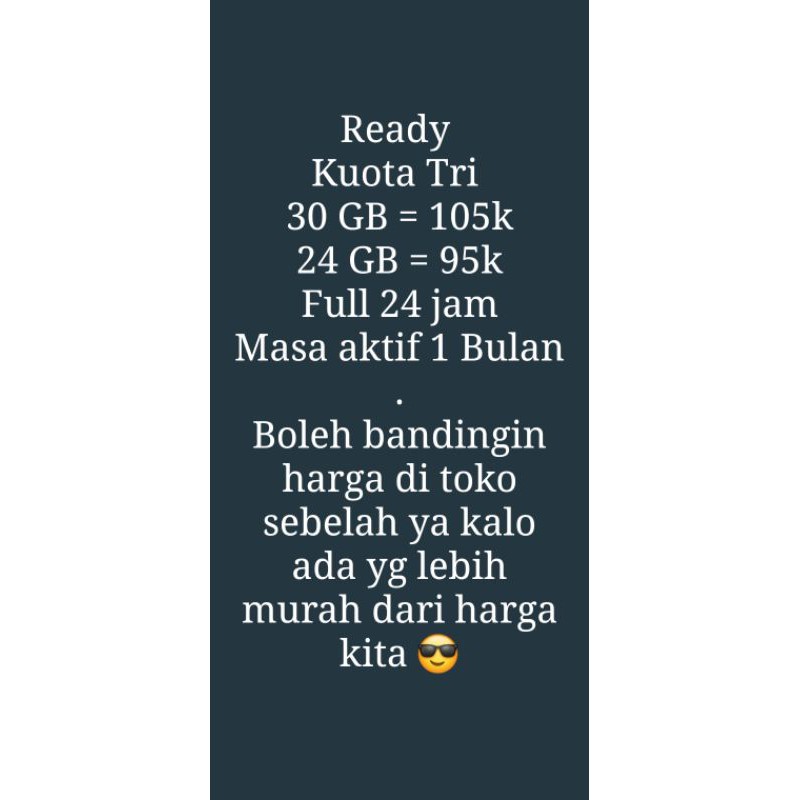 kuota tri 24GB dan 30GB