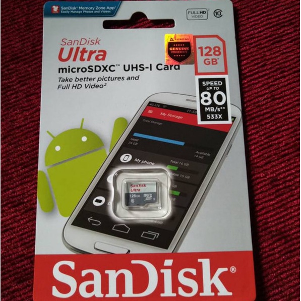 SanDisk 128GB Ultra Micro SD Speed Up To 100MB/s Class 10 - Original