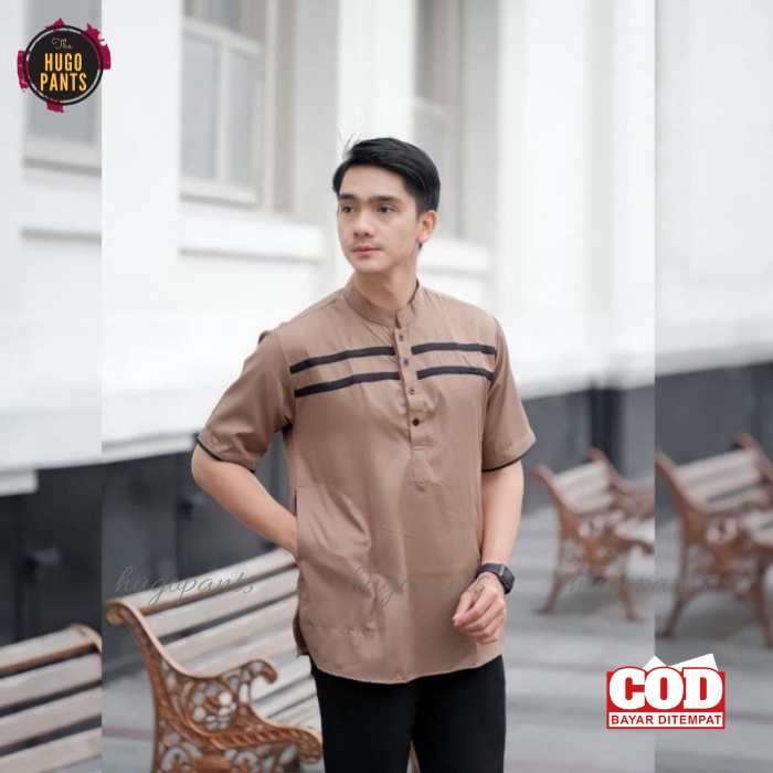 Baju Koko Kurta Pria Dewasa Lengan Pendek Bahan Katun Premium