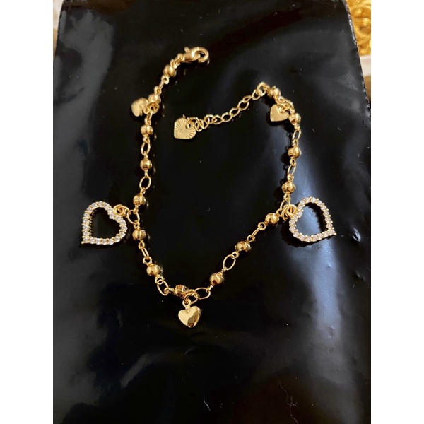 Gelang tangan rumbai love bola titanium gold 18k