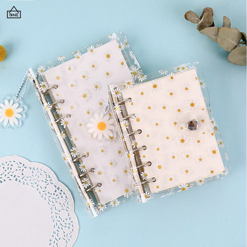 COD❤️Binder Cover Transparan Daisy A6 6Ring Soft Shell PVC Hand Account Book Notebook