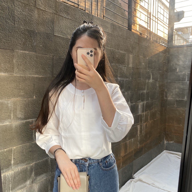 WFS88 Baju Blouse Wanita Terbaru / NAYLA NYLA BLOUSE / Blouse  Polos / Baju Atasan Wanita Kekinian /