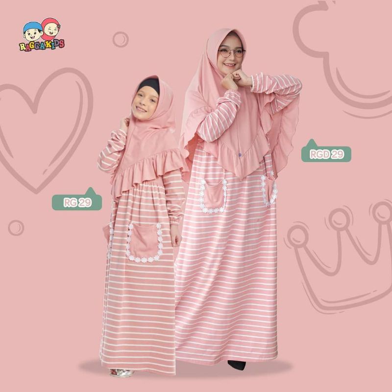 Gamis Syar i Dewasa Ragga Kids Dress Couple Ibu Dan Anak Perempuan Bahan Kaos