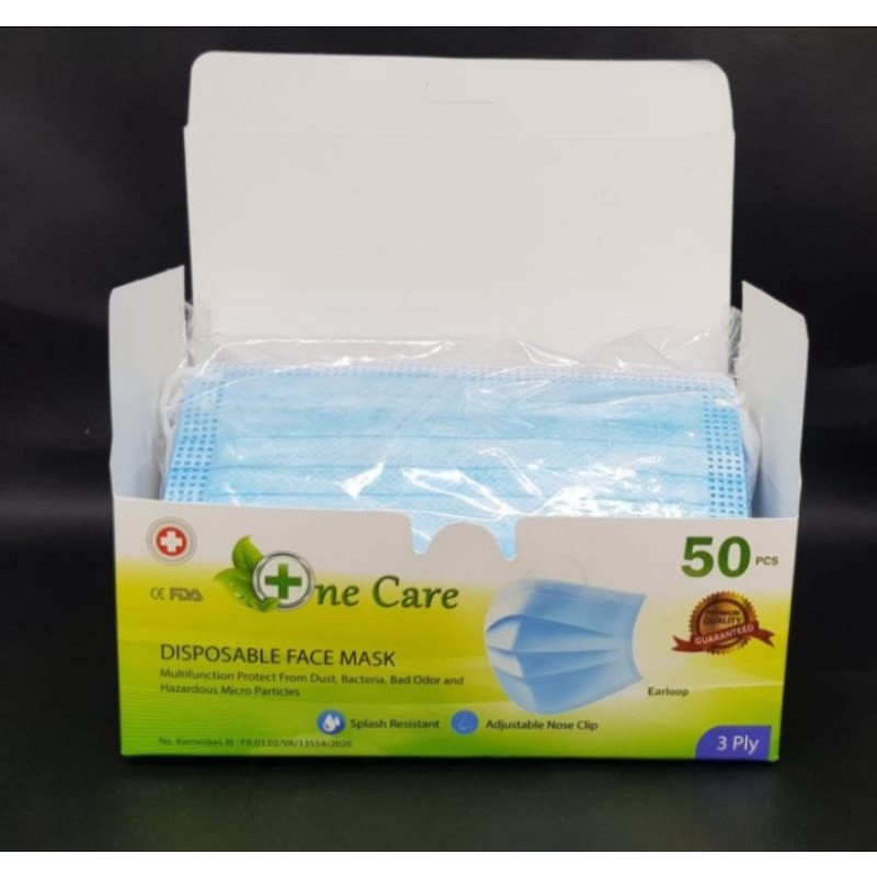 MASKER ONE CARE EARLOOP ISI 50 PCS HIJAU DAN BIRU MUDA