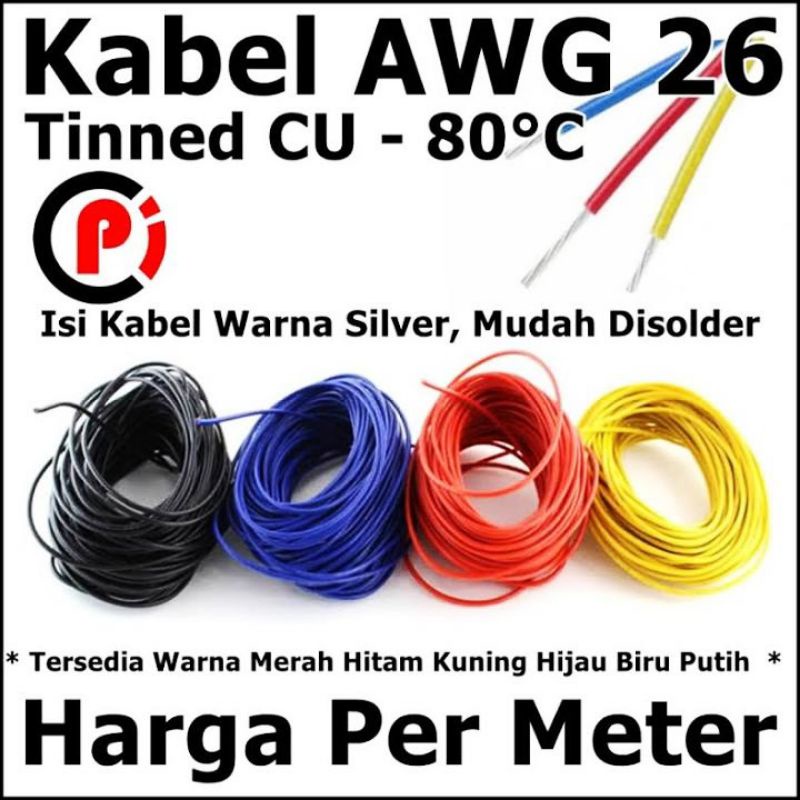 KABEL AWG 26 SERABUT PUTIH ORI JAPAN