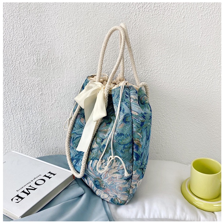 [COD] LB - Tote bag fashion import free pita / Tote bag denim motif bunga / Tote bag fashion / 433