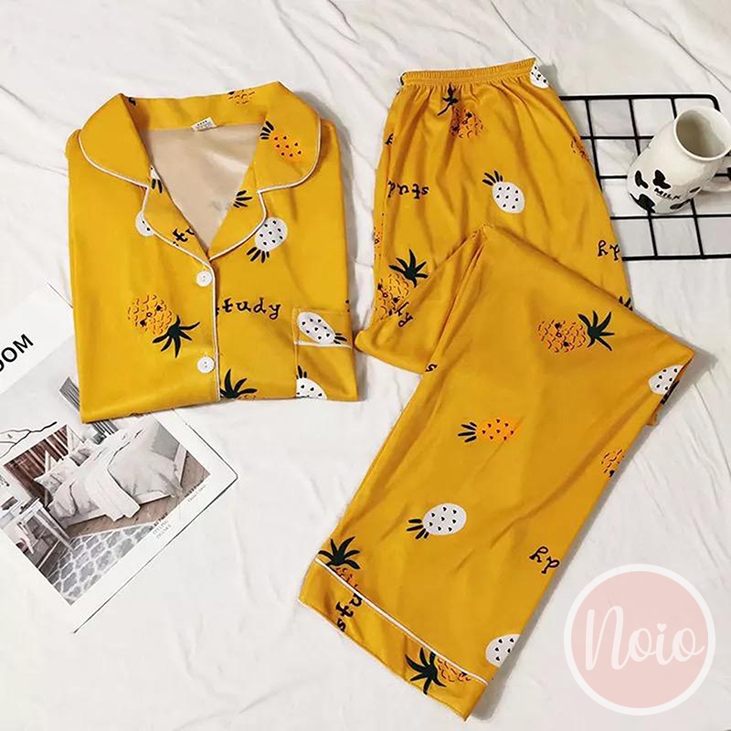 BAJU TIDUR WANITA BUAH KOREA NEW FRUIT FRESH PIYAMA WANITA DEWASA IMPORT ONE SET - LLP FRUT2-YELLOW PINEAPPLE
