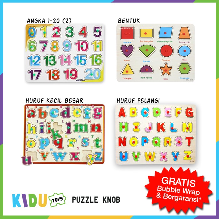 Mainan Anak Puzzle Knob (Beli 3 = HARGA GROSIR, Boleh Mix) Kidu Toys