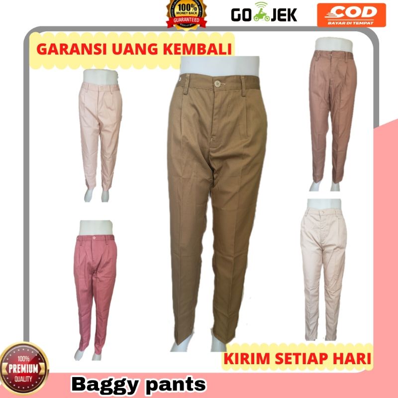 CELANA BAGGY PANTS WANITA PREMIUM BAHAN AMERICAN DRILL celana kerja fashion wanita katun tebal panjang baggy pants terbaru terkini celana cewek cewe perempuan dewasa kantor formal