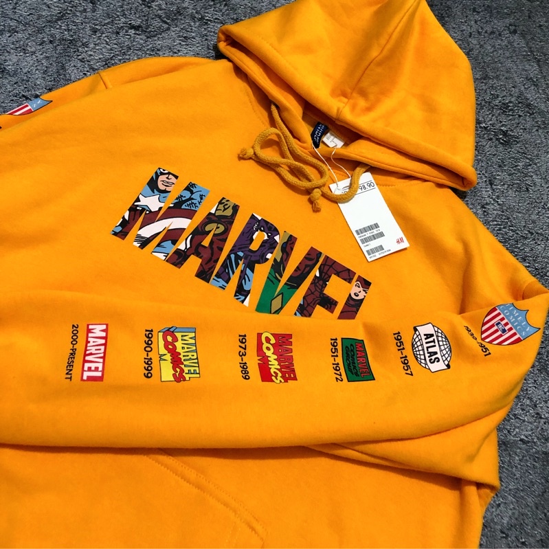 HOODIE HNM MARVEL KUNING - SWEATER MARVEL TERBARU - H&M MARVEL YELLOW MIRROR 1:1 TERMURAH