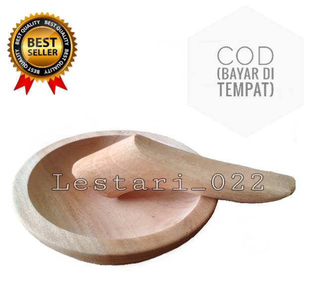 Cobek Kayu Mahoni Set Ulekan Diameter Jumbo